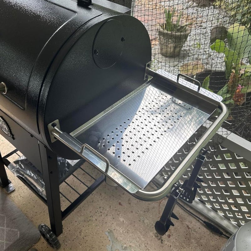 BBQ-PLUS Stainless Steel Grill Side Shelf for Pit Boss 700/820/1000 Series Pellet Grills, Grill Shelf Attachment with Serving Tray, Pellet Grill Accessories for Pit Boss - Image 2